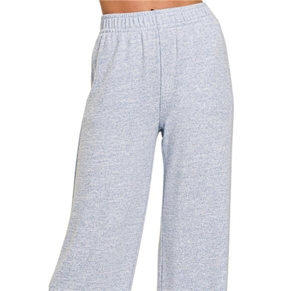 Zenana Soft Melange Hacci Elastic Waistband Lounge Pants - Picture 1 of 2